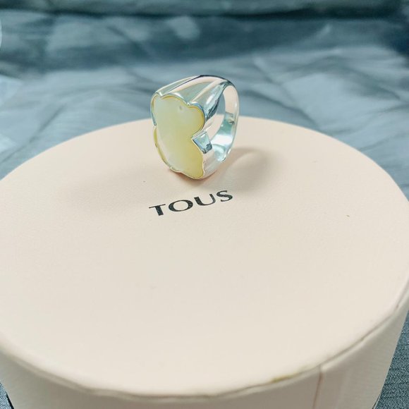 TOUS Ring Silver TOUS Color Ring with faceted mother-of-pearl Women Jewelry 56# - Picture 6 of 14